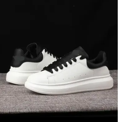 Adidasi unisex vip albi cu sireturi negre B03 T52-1